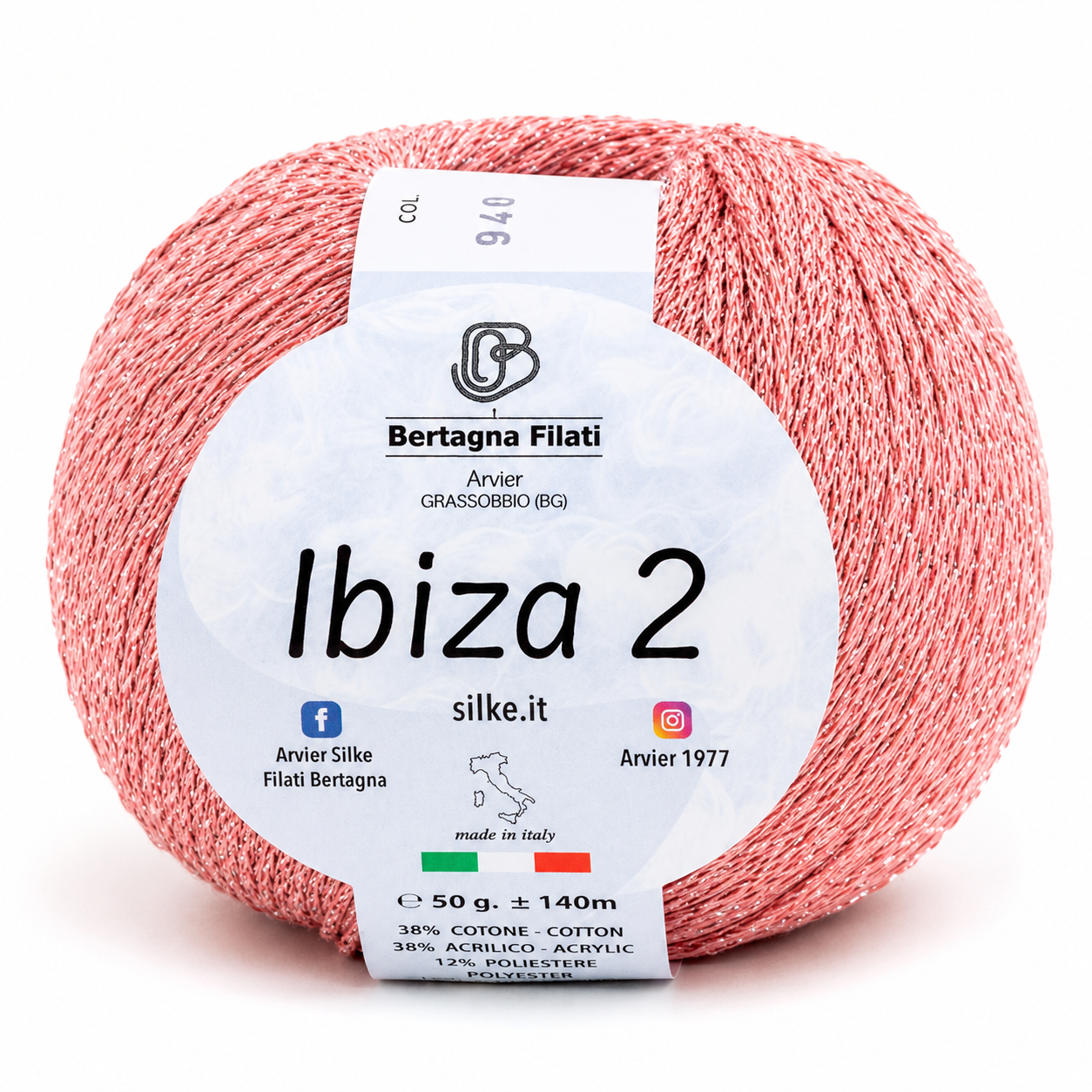 Cotone IBIZA 2 - Bertagna Filati - Colore: 940(2) - ROSA LUREX ARGENTO - by LacariaRicami.Store