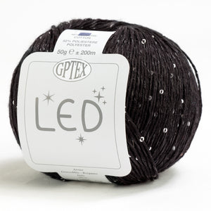 Cotone LED - GPTEX - Colore: 90 - NERO FUMO Paillettes NERO - by LacariaRicami.Store