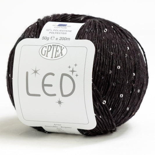 Cotone LED - GPTEX - Colore: 90 - NERO FUMO Paillettes NERO - by LacariaRicami.Store