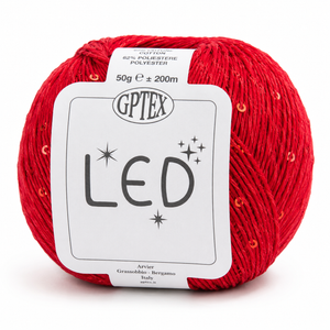 Cotone LED - GPTEX - Colore: 58 - ROSSO POMODORO Paillettes ROSSO - by LacariaRicami.Store