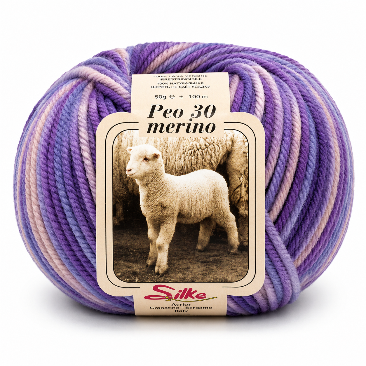 Lana BABY PEO 30 Merino COLOR - Silke - Colore: 139 - VIOLA SFUMATO - by LacariaRicami.Store