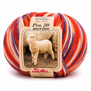 Lana BABY PEO 30 Merino COLOR - Silke - Colore: 180 - ROSSO SFUMATO - by LacariaRicami.Store