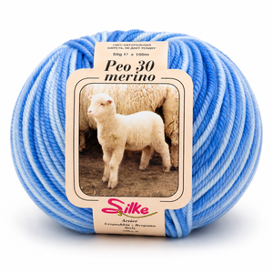 Lana BABY PEO 30 Merino COLOR - Silke - Colore: 401 - CELESTE SFUMATO - by LacariaRicami.Store