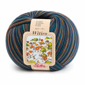 Lana Witico Stampato - Silke - Colore: 910 - MARRONE BLU MULTICOLOR - by LacariaRicami.Store