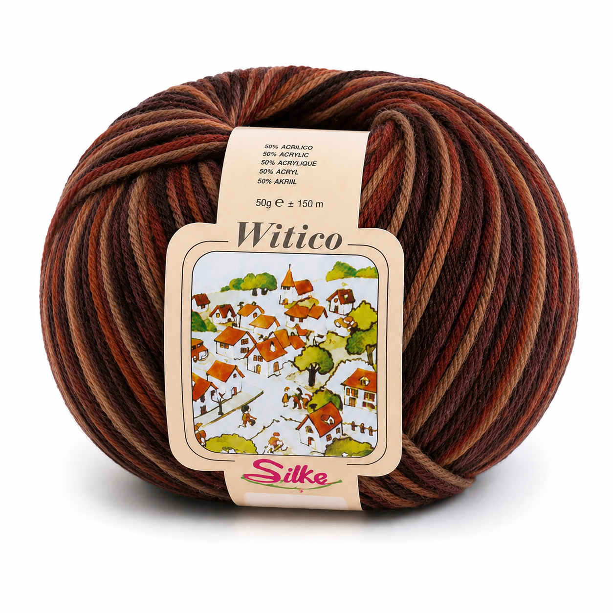 Lana Witico Stampato - Silke - Colore: 928 - MARRONE BORDEAUX MULTICOLOR - by LacariaRicami.Store
