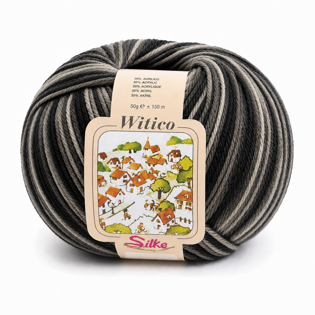Lana Witico Stampato - Silke - Colore: 988 - GRIGIO PANNA NERO MULTICOLOR - by LacariaRicami.Store