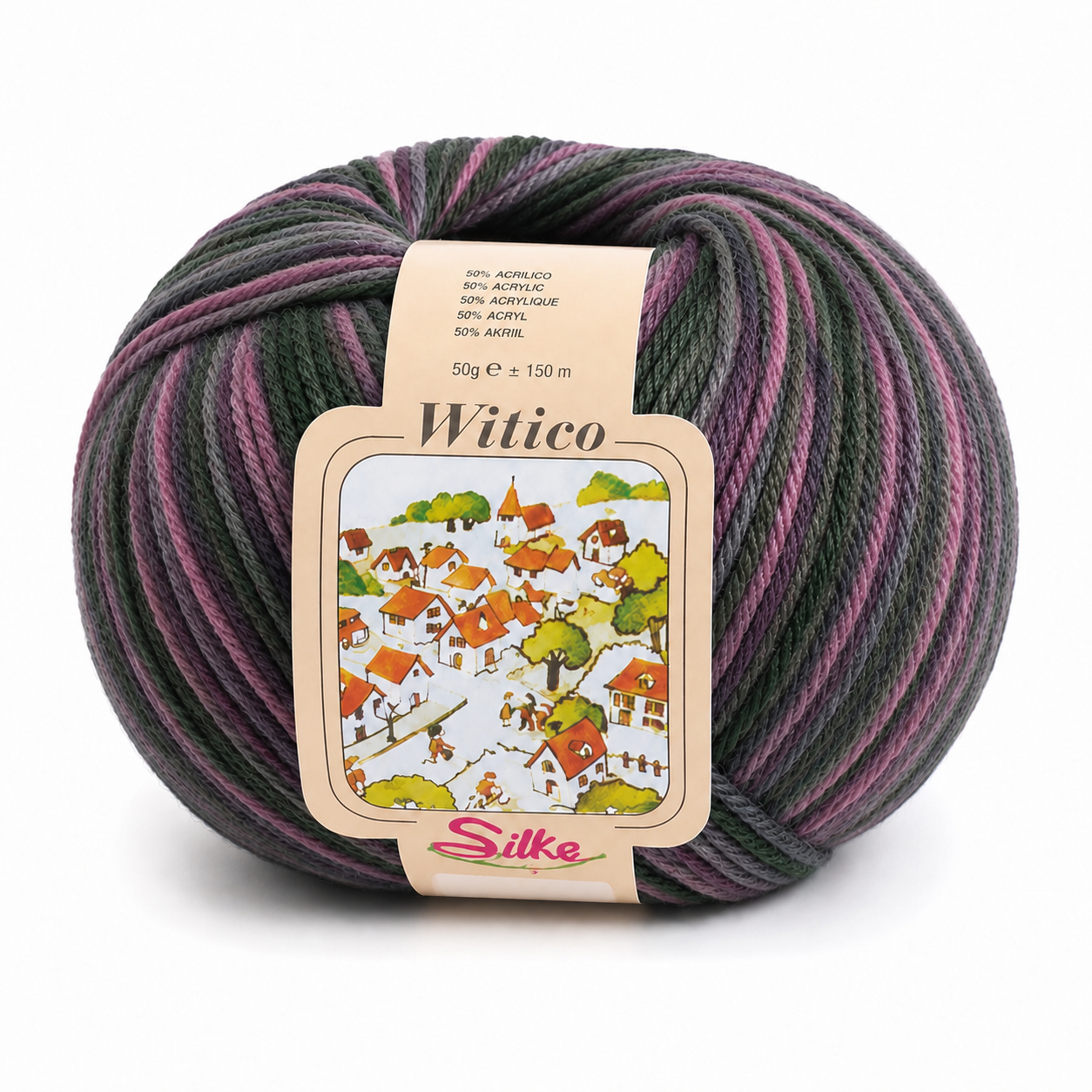 Lana Witico Stampato - Silke - Colore: 993 - GRIGIO GLICINE VERDE MULTICOLOR - by LacariaRicami.Store