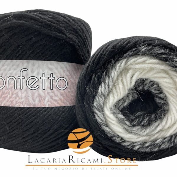 Lana CONFETTO - Silke - 40-nero-grigio-bianco