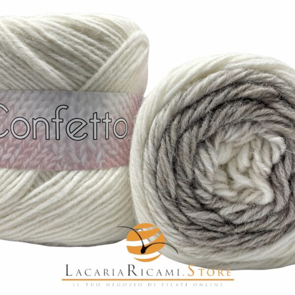 Lana CONFETTO - Silke - 49-grigio-chiaro-bianco