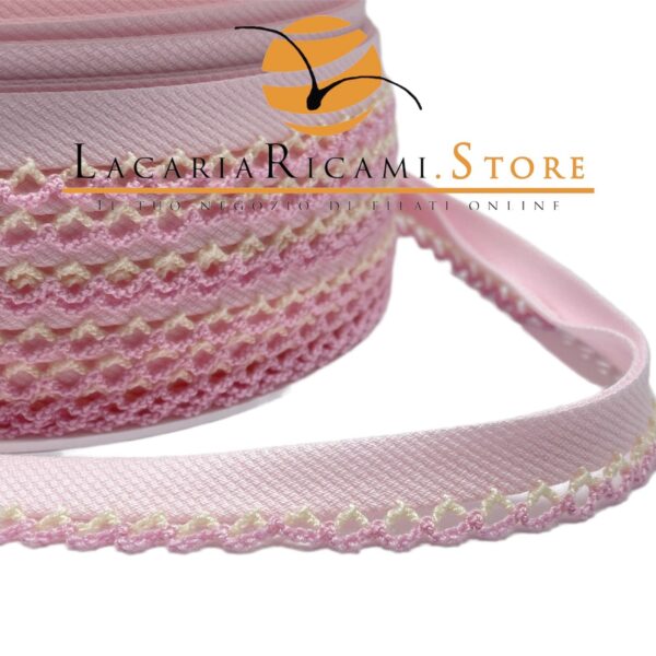 SBIECO CON PIZZO - 15mm - 13 - ROSA - Pizzo PANNA/ROSA