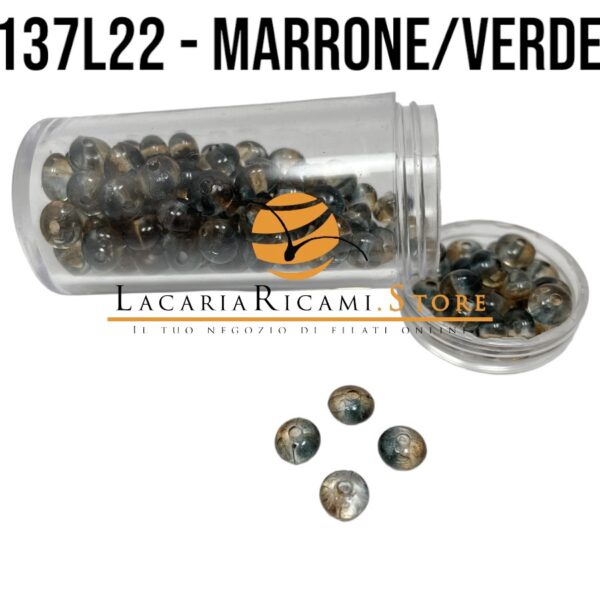 PERLE in Plastica - 6x4 mm - 137L22-MARRONE/VERDE